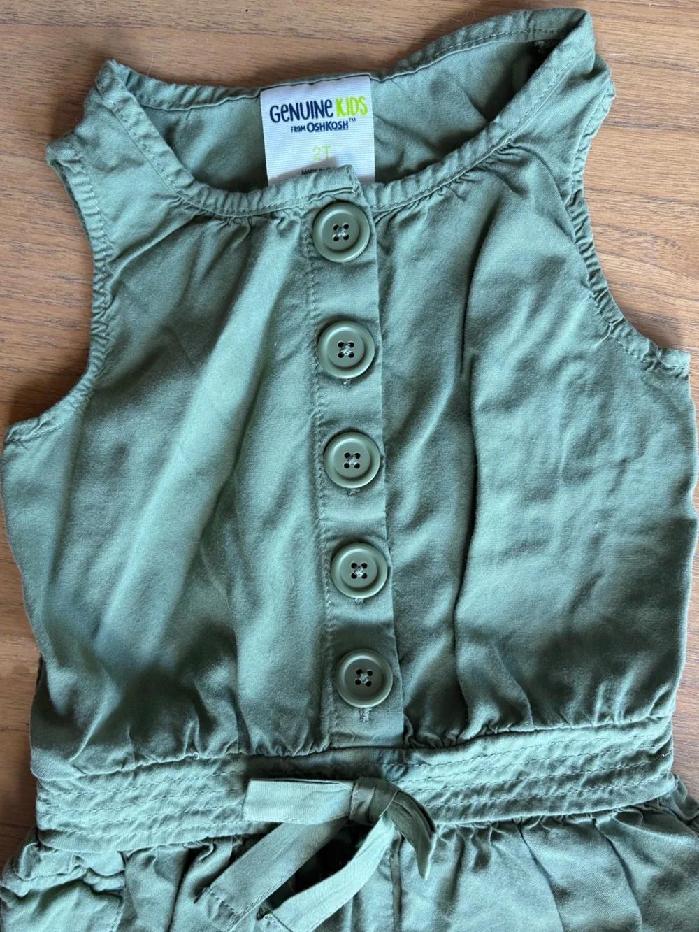 OshKosh B'gosh Olive Green Button-Front Sleeveless Utility Romper